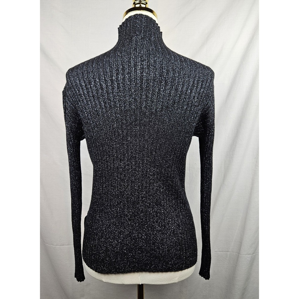 M Made In Italy Womens Blck Sparkly Turtleneck Sz L Witchy Fairygoth Whimsigoth - Picture 2 of 6